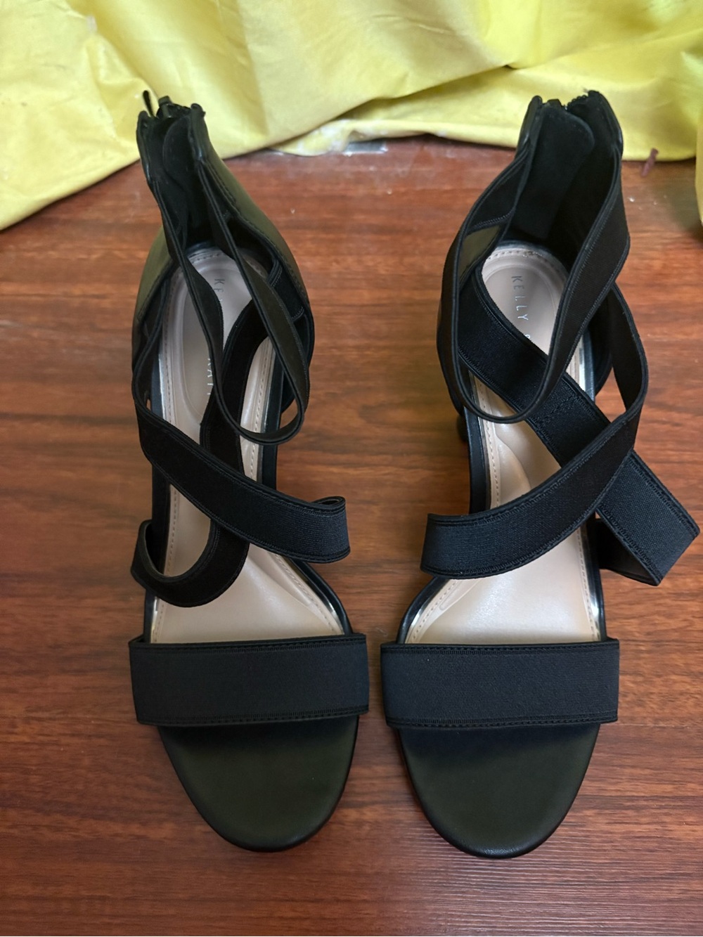 Kelly & Katie Black Strappy Block Heel Sandals